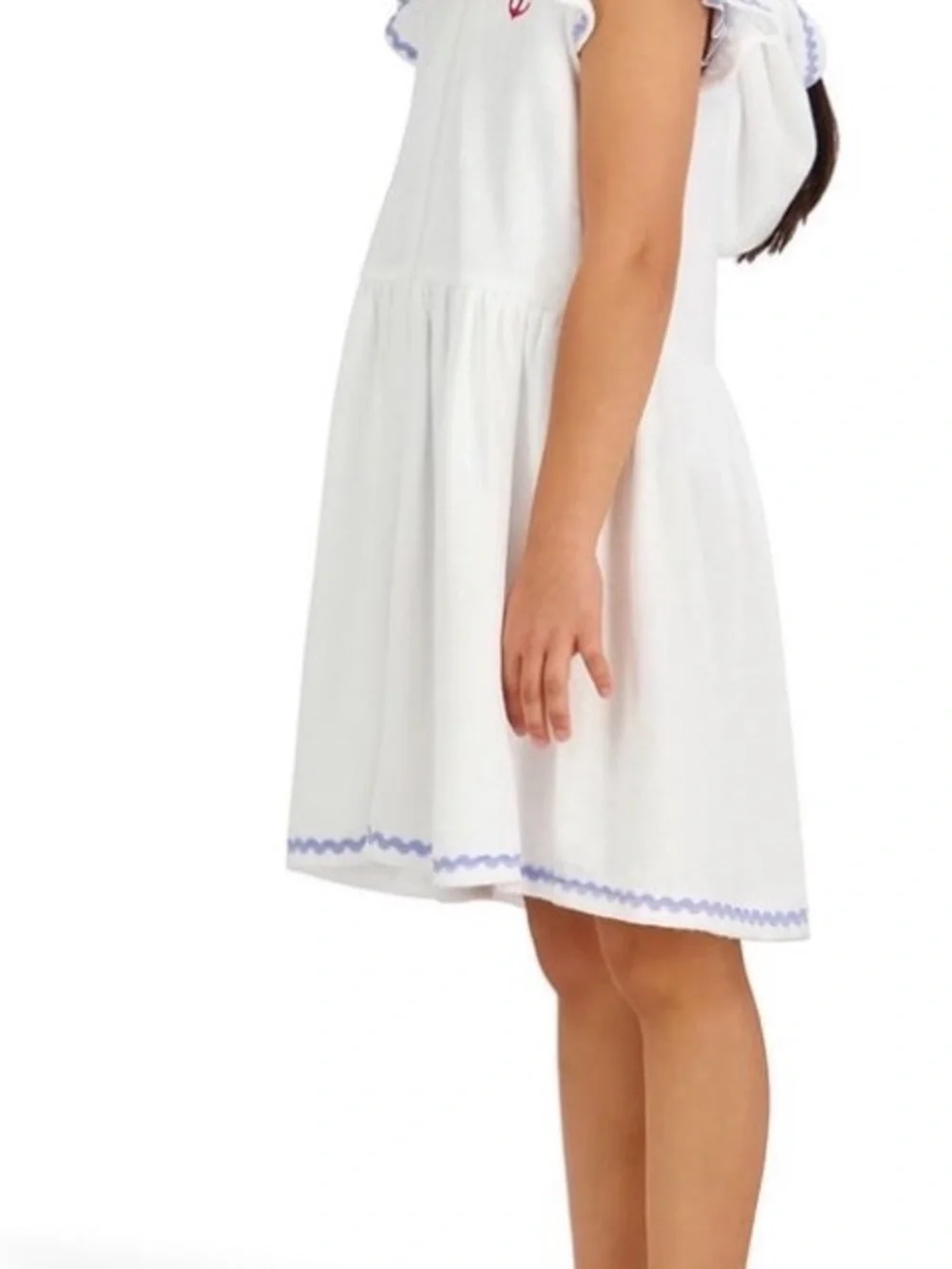 Sperry Light Blue & White Striped Ruffle One-Piece with White Hooded Cover-Up
